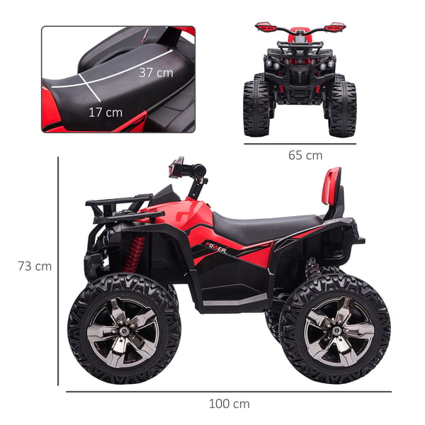 Elektrisk Quad Bike, 100x65x73 cm, Rød
