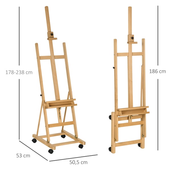 Staffeli, 50,5x53x178-238 cm, Naturtræ