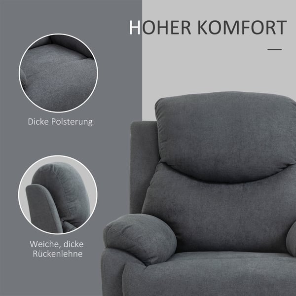 Lænestol med vippefunktion, 93x88x102 cm, mørkegrå