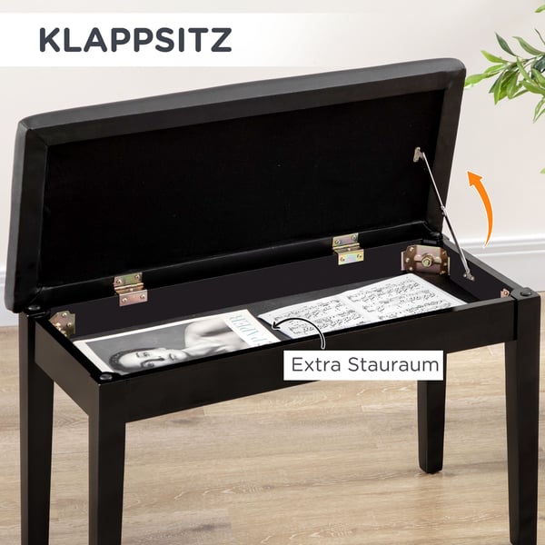 Pianopall, 75x35x49 cm, Svart