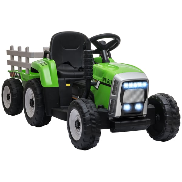 Elektrisk Traktor med Trailer, 136,5x50x52,5 cm, Grøn