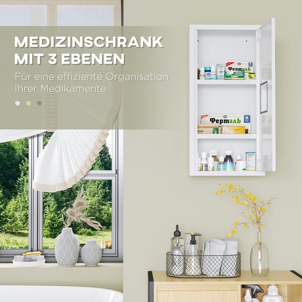 Medicinskåp, 40x15x53,5 cm, Vit