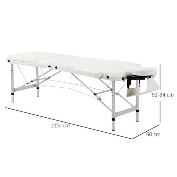 Massagelyst, 215x60x61-84 cm, Hvid