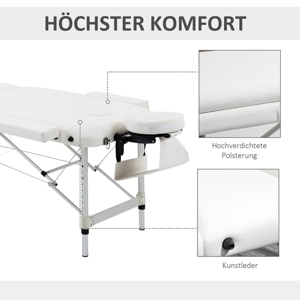 Massagelyst, 215x60x61-84 cm, Hvid