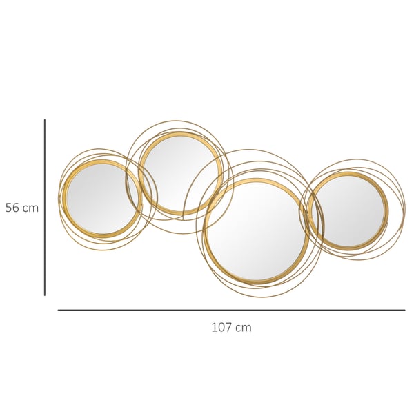 Vægspejl Sæt, 107x56x4 cm, Guld