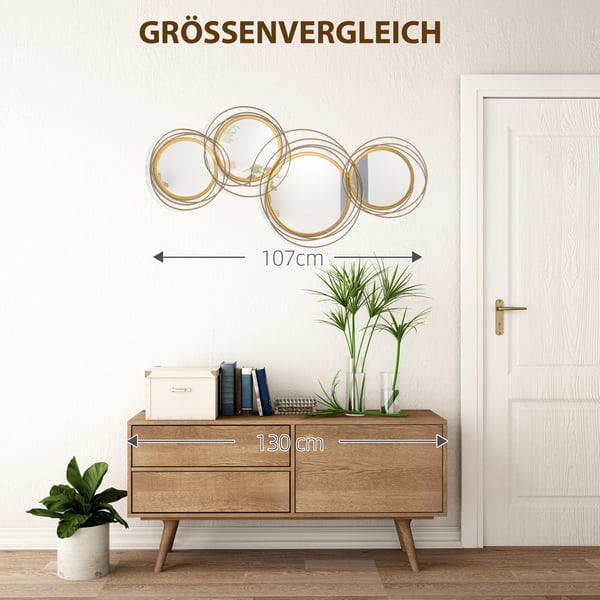 Vægspejl Sæt, 107x56x4 cm, Guld