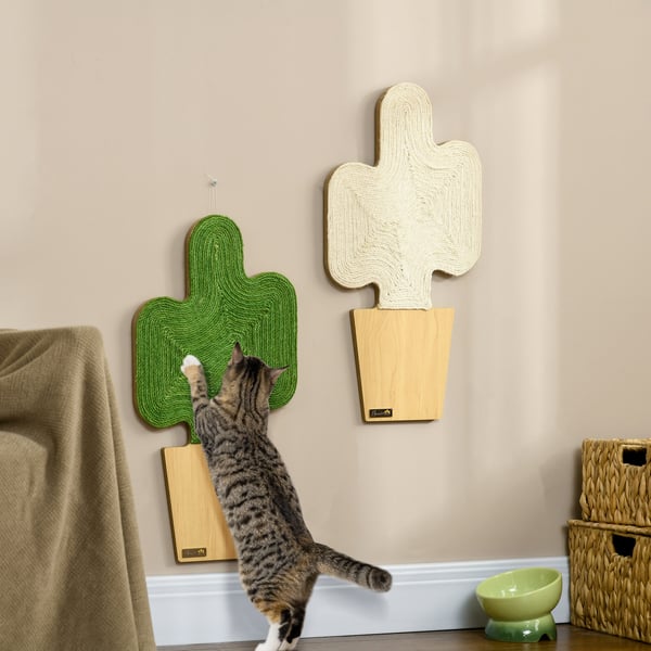 Katteskrabemåtte til kat, 30x60 cm, hvid grøn