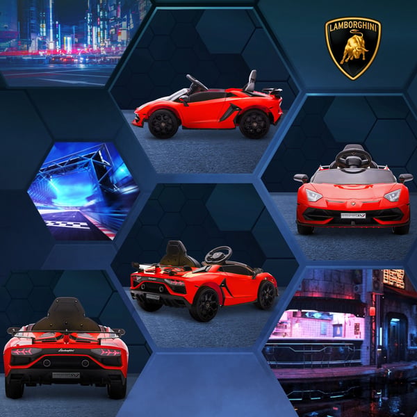 Elektrisk åkbil, Licensierad Lamborghini Aventador SVJ Roadster, 107,5x63x42 cm, Röd