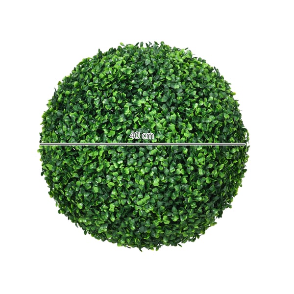 Sæt med kunstige buksbomkugler, 40 cm diameter, grøn