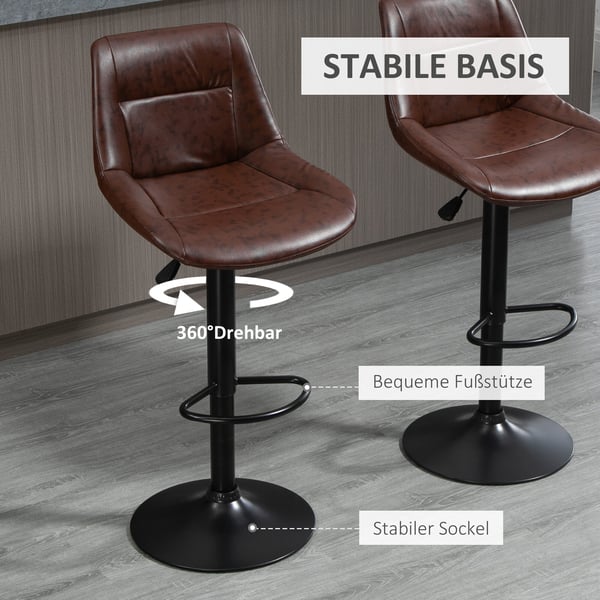 Barstol, 46,5x50x88-108 cm, Brun
