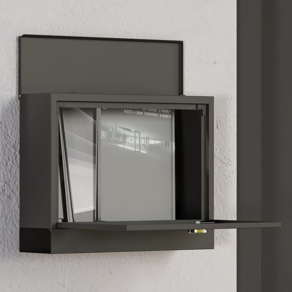 Brevinkastare, Metall, 36,5x11,5x29 cm, Svart