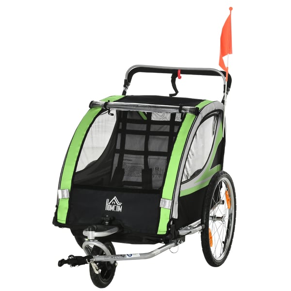 Børne Cykelanhænger, 142x75x101 cm, Grøn Sort
