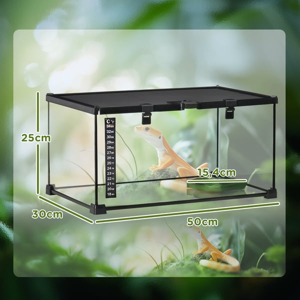Terrarium, 50x30x25 cm, Sort