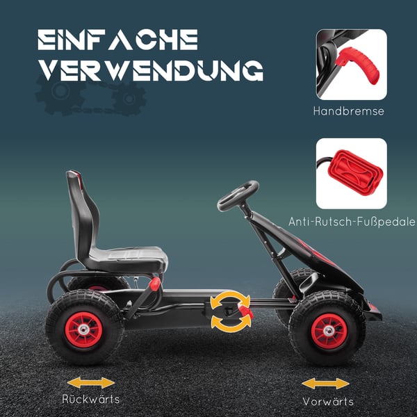 Gokart, 121x58x61 cm, Rød og Sort