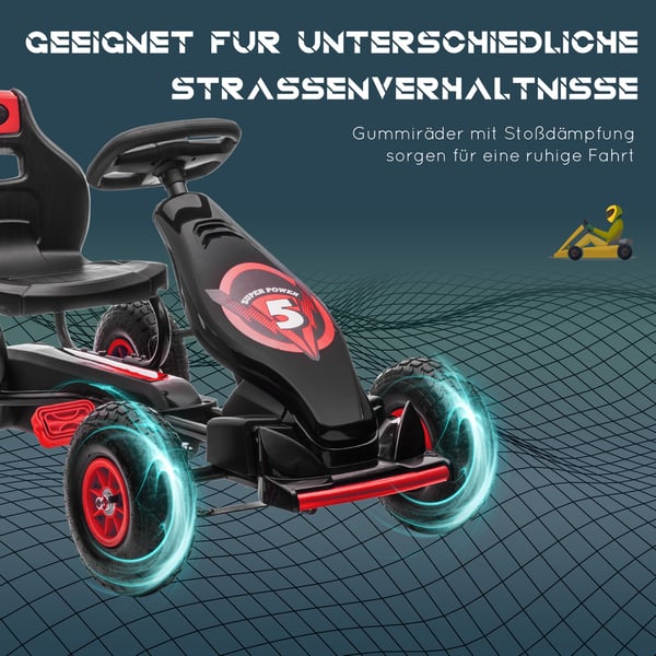 Gokart, 121x58x61 cm, Rød og Sort