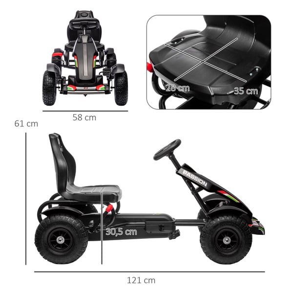 Pedal Go-Kart, 121x58x61 cm, Sort
