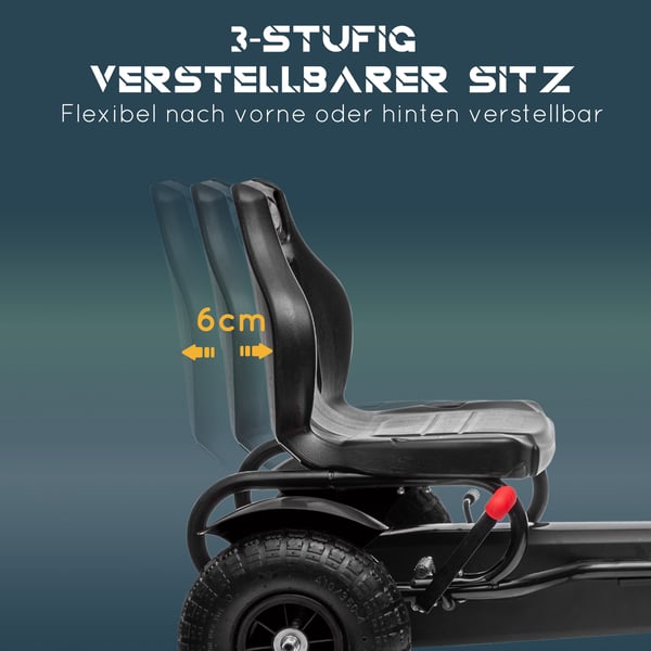 Pedal Go-Kart, 121x58x61 cm, Sort