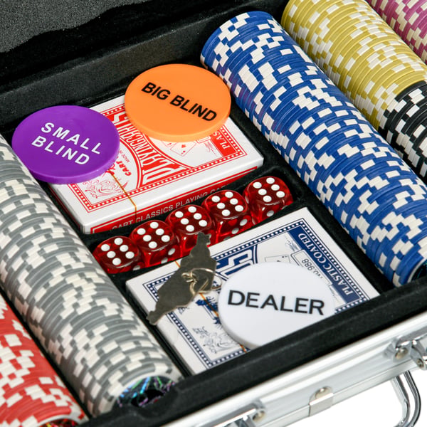 Poker sæt, 56x23,5x6,5 cm, sølv