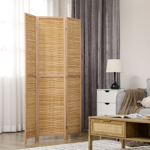 Rumdeler, foldbar bambusskærm, 120x170 cm, naturligt træ