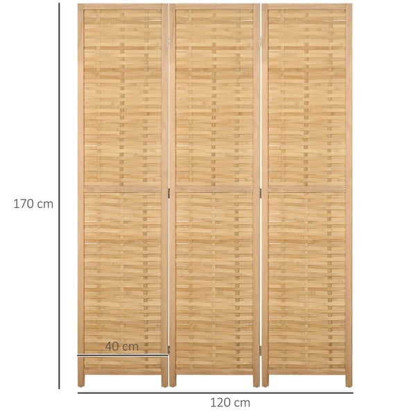 Rumdeler, foldbar bambusskærm, 120x170 cm, naturligt træ