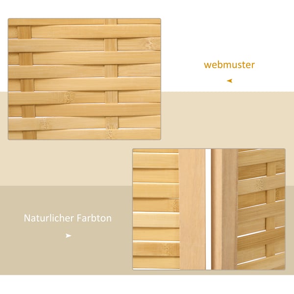Rumdeler, foldbar bambusskærm, 120x170 cm, naturligt træ
