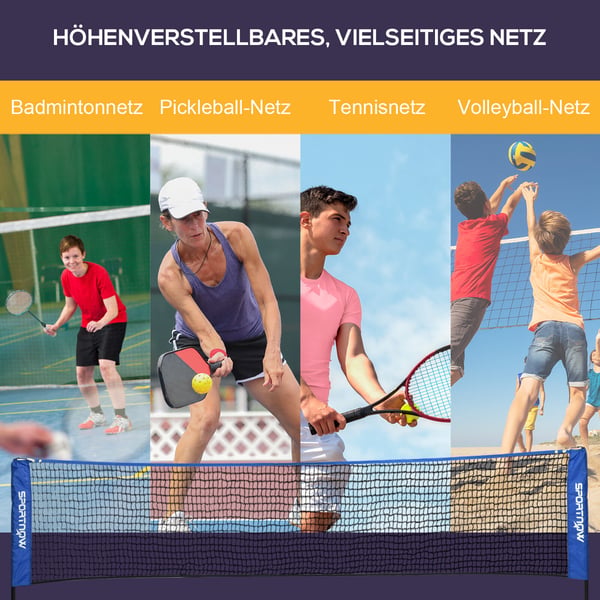 Badmintonnet sæt, 310x103x107-155 cm, blå