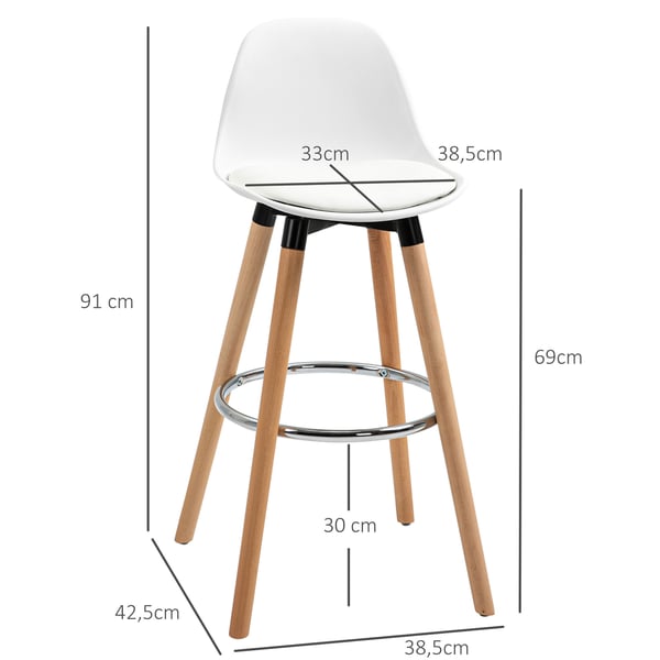 Barstol, 38,5x42,5x91 cm, Hvid