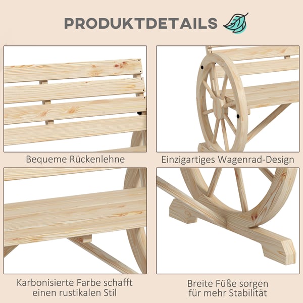Trädgårdsbänk, 105.5x56x79 cm, Naturligt trä