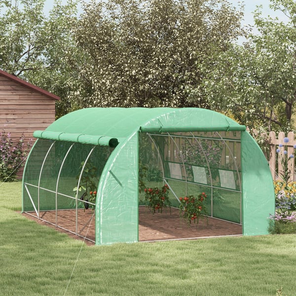 Polytunnel-växthus, 397x300x200 cm, grön