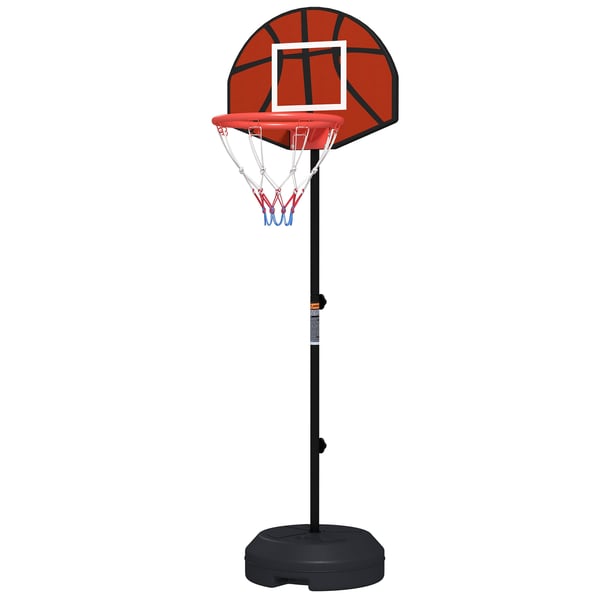 Basketballkurv med stativ, justerbar højde 129-179 cm, sort brun