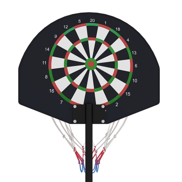 Basketballkurv med stativ, justerbar højde 129-179 cm, sort brun