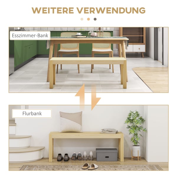 Puiset penkki, 120x33x45 cm, luonnollinen