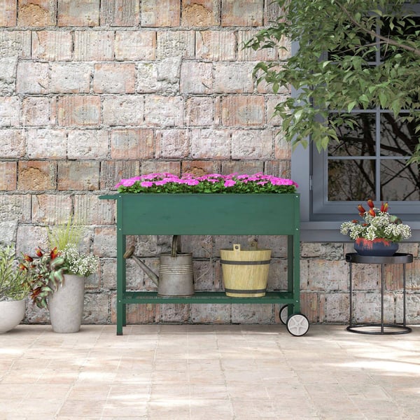 Hævet plantebed, 109x44x80 cm, Grøn