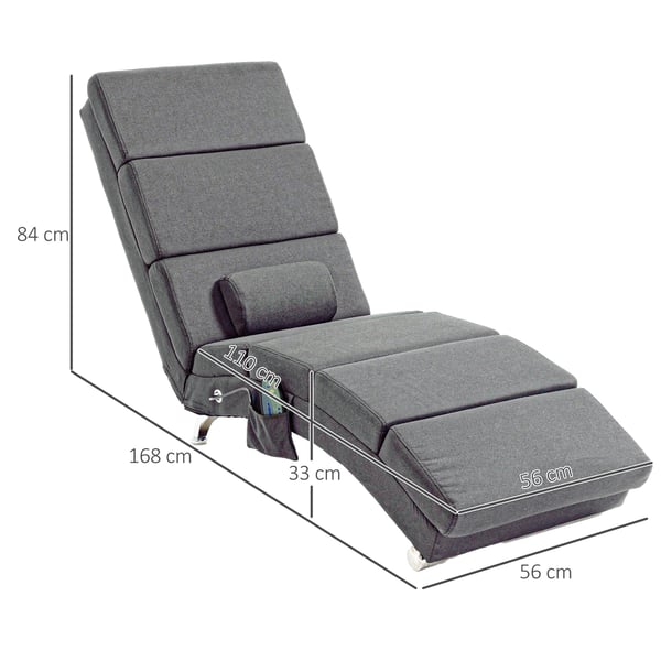 Elektrisk reclinerfåtölj, 56x168x84 cm, grå