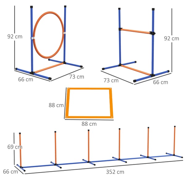 Hundagilityset, 73x66x92 cm, Orange Blå
