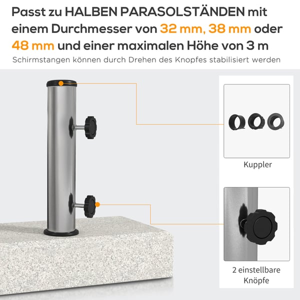 Parasolbase, 45x22,5x40 cm, Grå