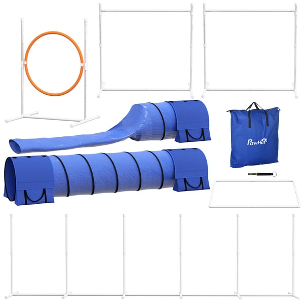 Hundagilityset, 67x63x93 cm, Vit, Orange, Blå