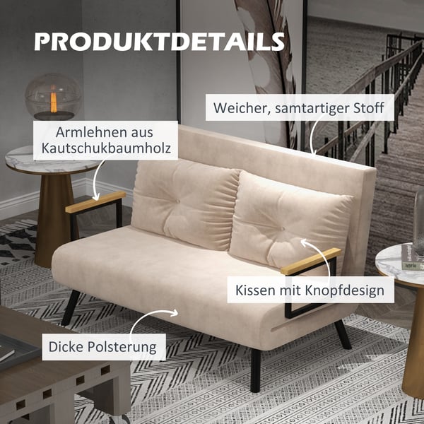 Soffa med bäddfunktion, 102x73x81 cm, Beige