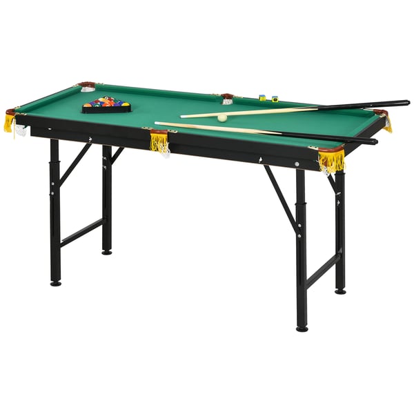 Sammenklappelig billardbord, 140x60x55-75 cm, grøn