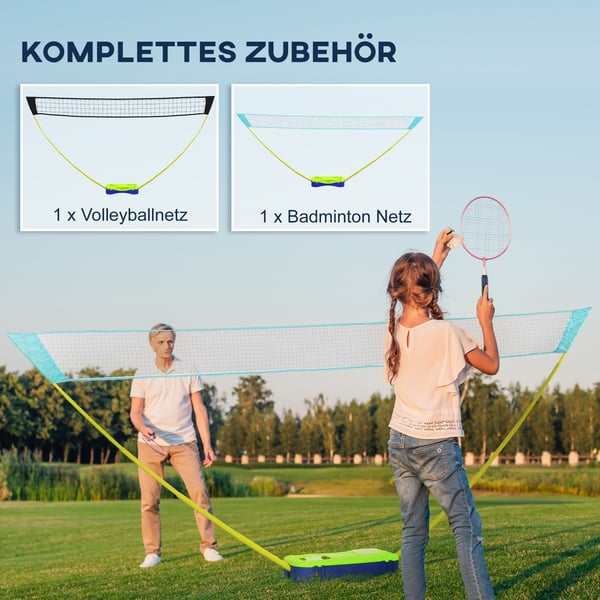 Badmintonset, 400x22,4x155 cm, Svart Blå Grön