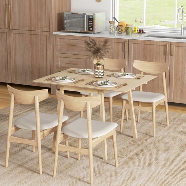 Klapbord til 2–4 personer, 110 x 86 x 75 cm, naturtræ