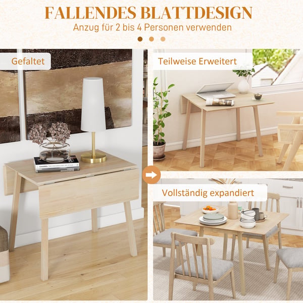 Klapbord til 2–4 personer, 110 x 86 x 75 cm, naturtræ