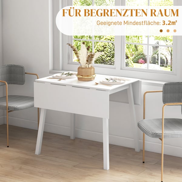 Sammenklappeligt spisebord, 110x86x75 cm, hvid