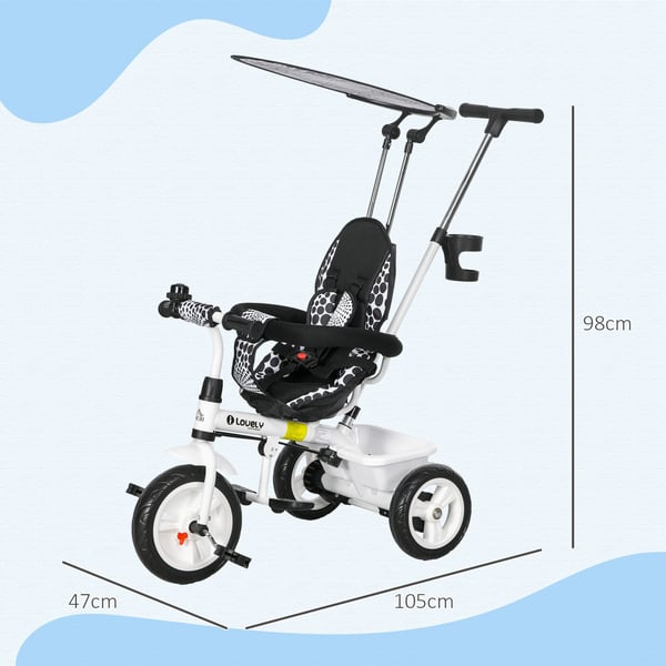 Tre-hjulet cykel, 105x47x98 cm, Hvid