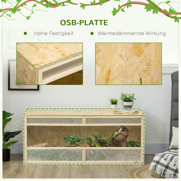 Glasterrarium, 120x50x50 cm, Trä