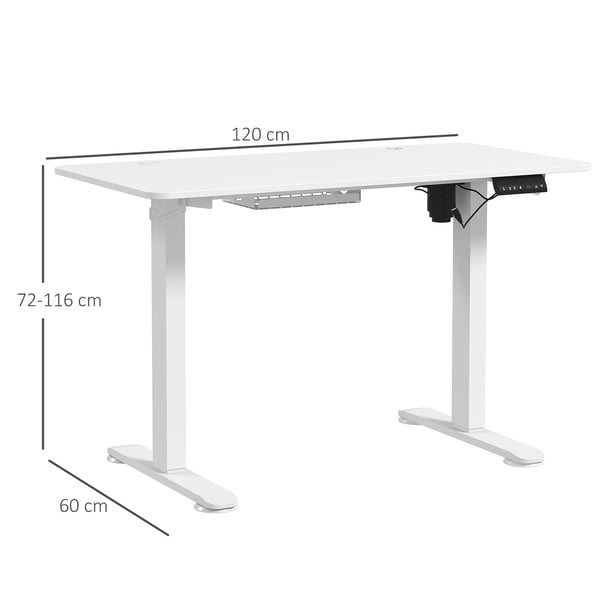 Hæve-sænkebord, 120x60x72-116 cm, Hvid
