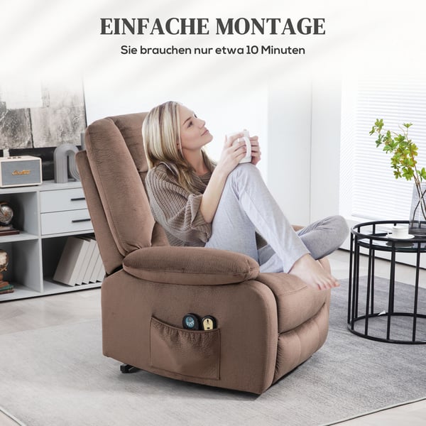 Elektrisk reclinerfåtölj, 90x93x110 cm, Brun