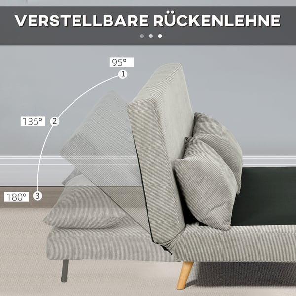 Soffa med bäddfunktion, 141x90x81 cm, Grå