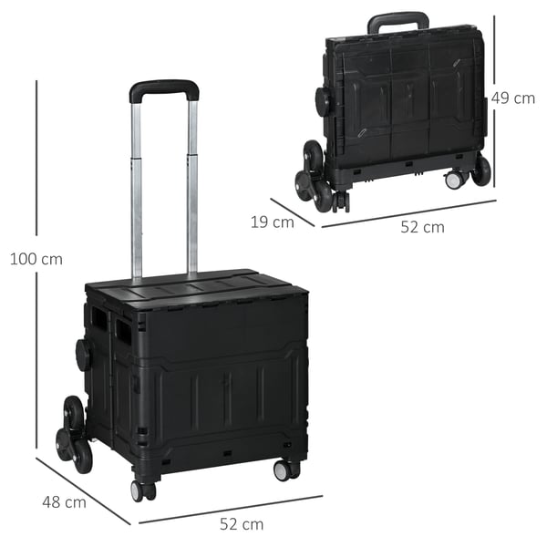 Shoppingvagn, 52x48x100 cm, Svart