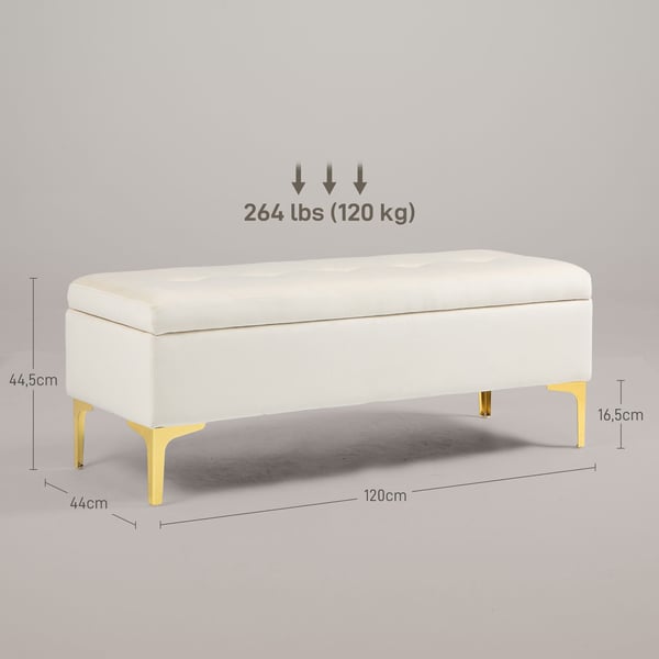 Säilytyspenkki, 120x44x44,5 cm, beige